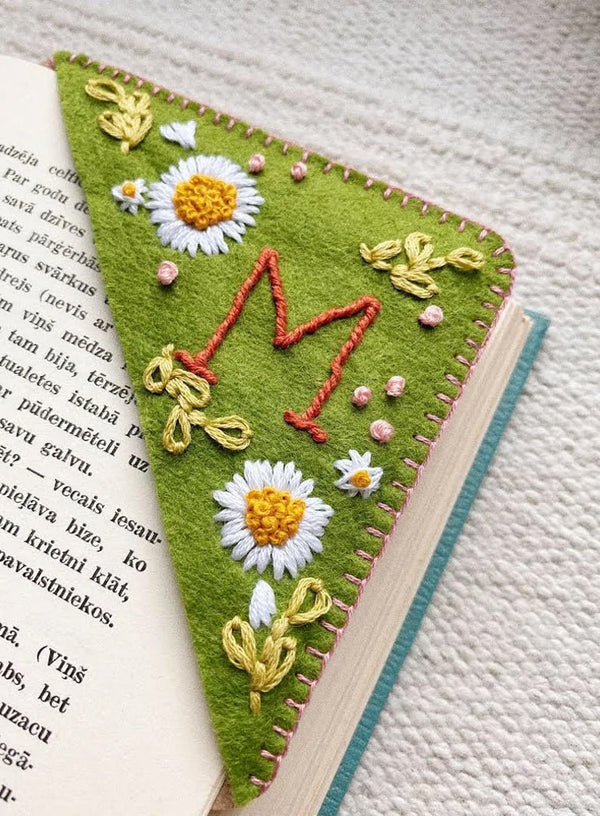 Summer-Personalized Hand Embroidered Corner Bookmark