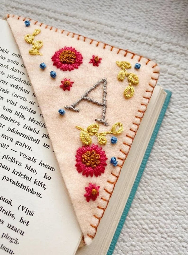 Fall-Personalized Hand Embroidered Corner Bookmark