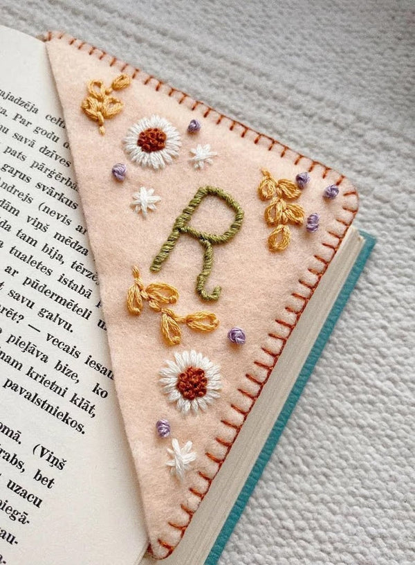 Spring-Personalized Hand Embroidered Corner Bookmark