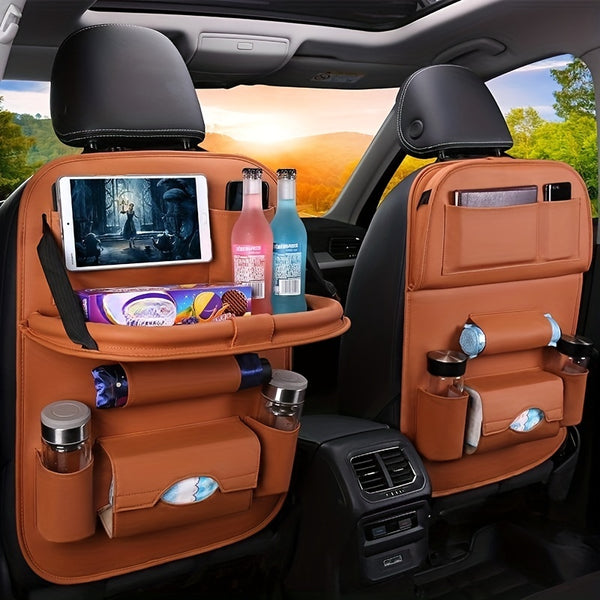 Car Multifunctional Rear Seat Organizer Includes Foldable Table Board and Car Dining Tray