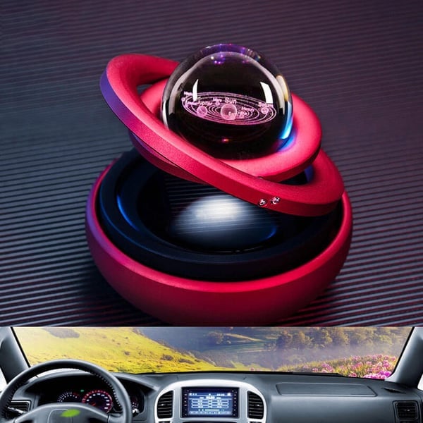Solar Rotating Double Ring Suspension Car Aromatherapy Ornament💖