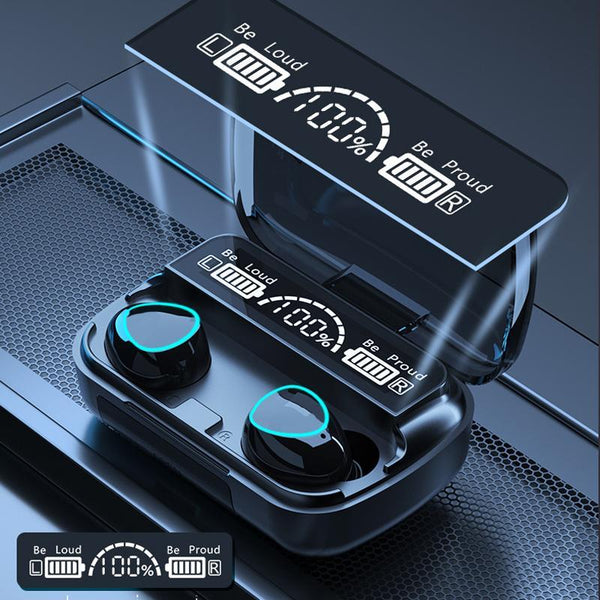 Bluetooth Wireless Earphones Waterproof Stereo Earbuds with Smart LED Display and Big Battery