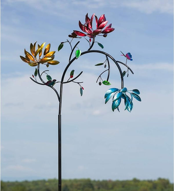 Beautiful Multi Colored Flowers Wind Spinner