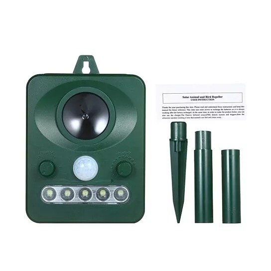 Solar Ultrasonic Pest Repeller Outdoor Animal with Sound Motion Sensor and Flashing Light - FOFOPO