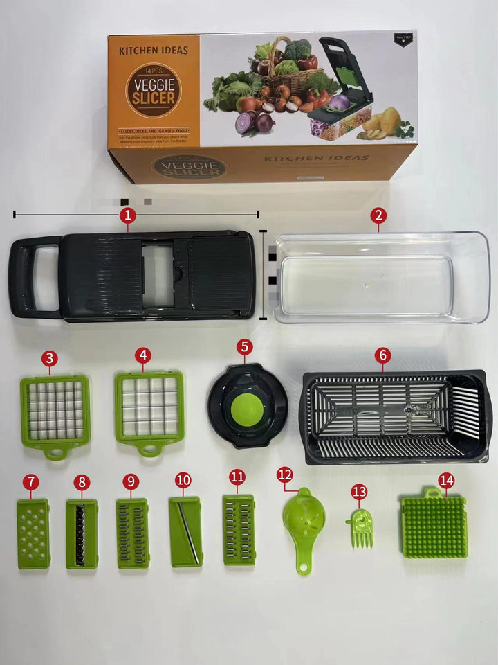 14/15/16pcs/Set, Vegetable Chopper, Multifunctional Fruit Slicer, Manual Food Grater - FOFOPO