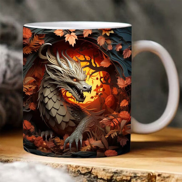 3D Dragon Cracked Hole Coffee Mug - FOFOPO