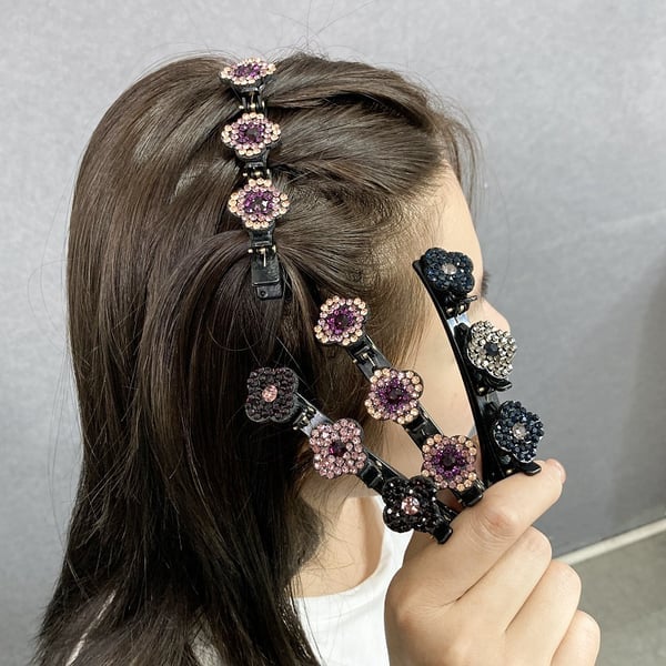 Sparkling Crystal Stone Braided Hair Clips - FOFOPO