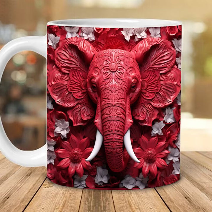 3D Elephant Flowers Mug - FOFOPO