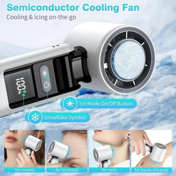 Multifunction Portable Handheld Turbo Ice-Cooling Fan | AC-Like Gel Pad Tech, 5 Gears