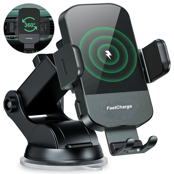 Ultra-Fast 15W RapidWireless Car Charger - Smart Auto Clamping Phone Mount - FOFOPO