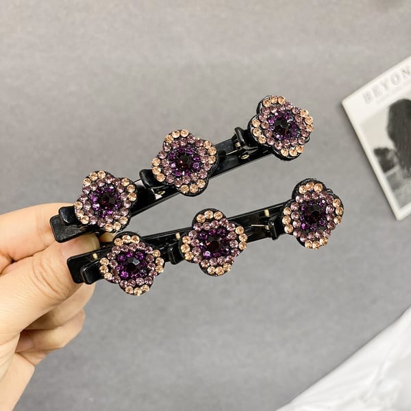 Sparkling Crystal Stone Braided Hair Clips - FOFOPO