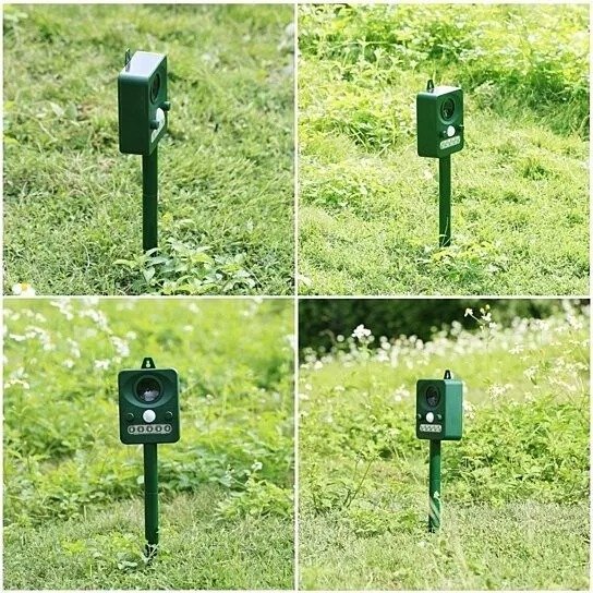 Solar Ultrasonic Pest Repeller Outdoor Animal with Sound Motion Sensor and Flashing Light - FOFOPO