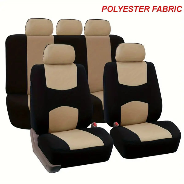 5-Seat Car Seat Cover Set - Durable Polyester, Easy Installation, Assorted Colors - Car Interior Upgrade - FOFOPO