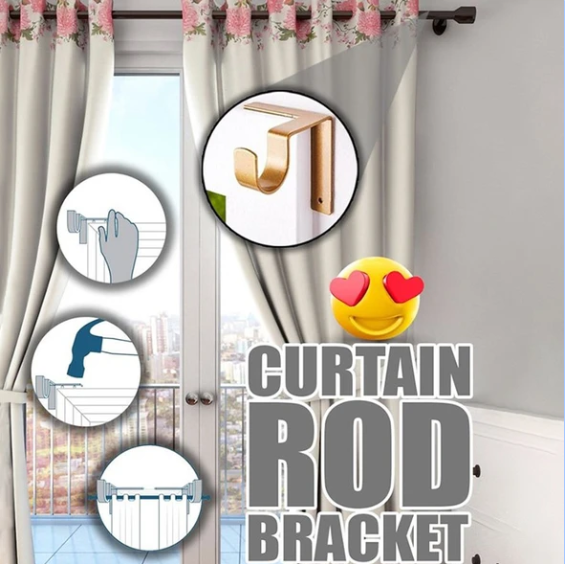 No Drill Curtain Rod Brackets Holders - FOFOPO