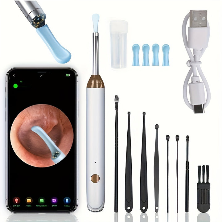 Ear Wax Removal Tool With 8 Pcs Ear Set Ear Cleaner With Camera Earwax Removal Kit With Light Ear Camera With 6 Ear Spoon Ear Cleaner - FOFOPO