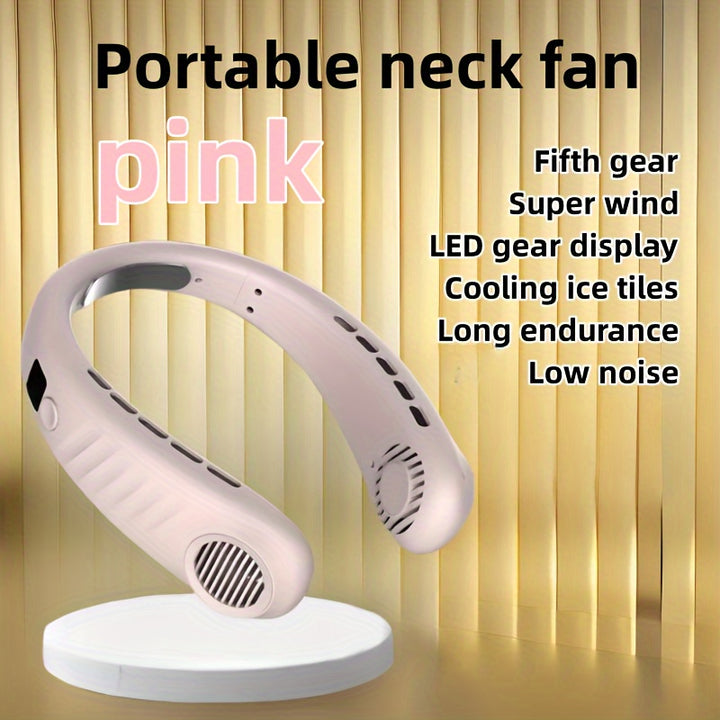 5-Speed Portable Neck Fan with Digital Display - FOFOPO