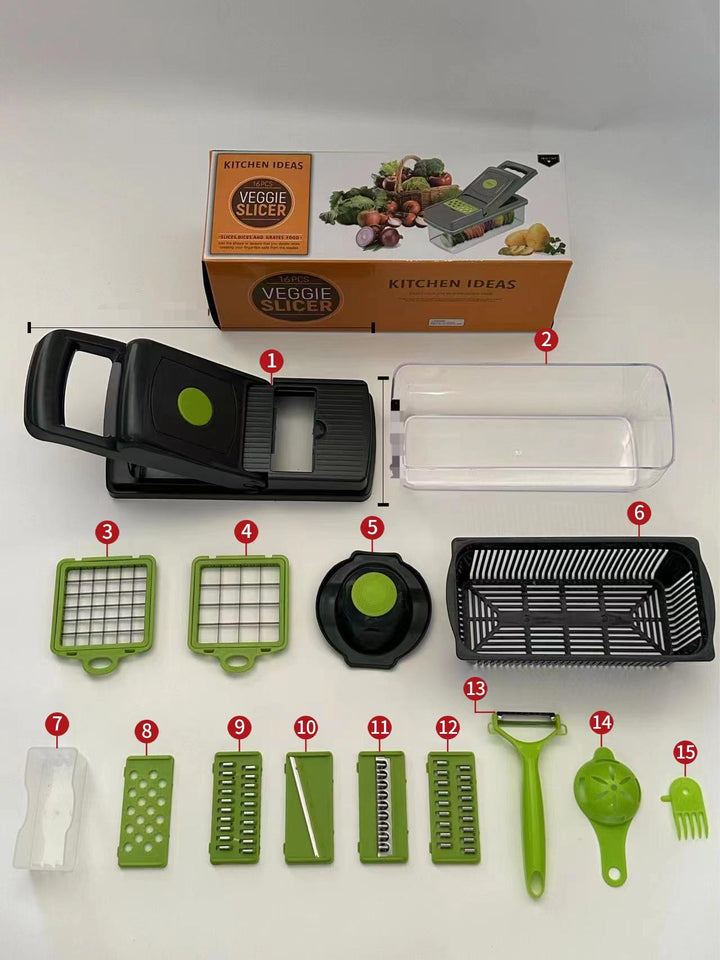 14/15/16pcs/Set, Vegetable Chopper, Multifunctional Fruit Slicer, Manual Food Grater - FOFOPO