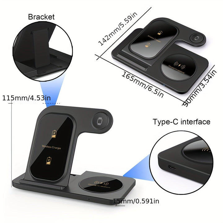 Wireless Charging Station for Multiple Devices Foldable 3 in 1 Fast - FOFOPO