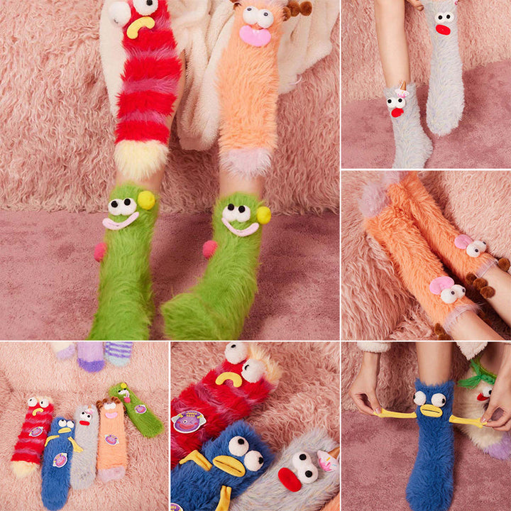 Coral Velvet Three-dimensional Quirky Socks, Cute Cartoon Wacky Novelty Socks - FOFOPO