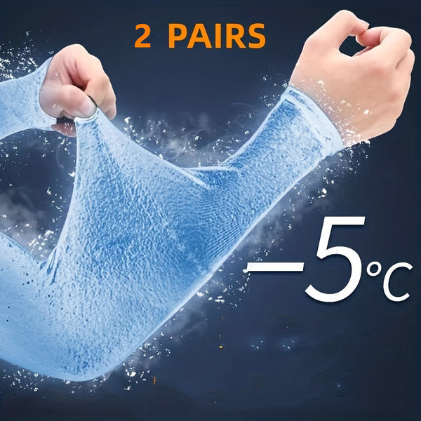 2pairs UV Protection Cooling Arm Sleeves For Running-Unisex Arm Guards For Women And Men-Arm Circumference (7-14inches) - FOFOPO