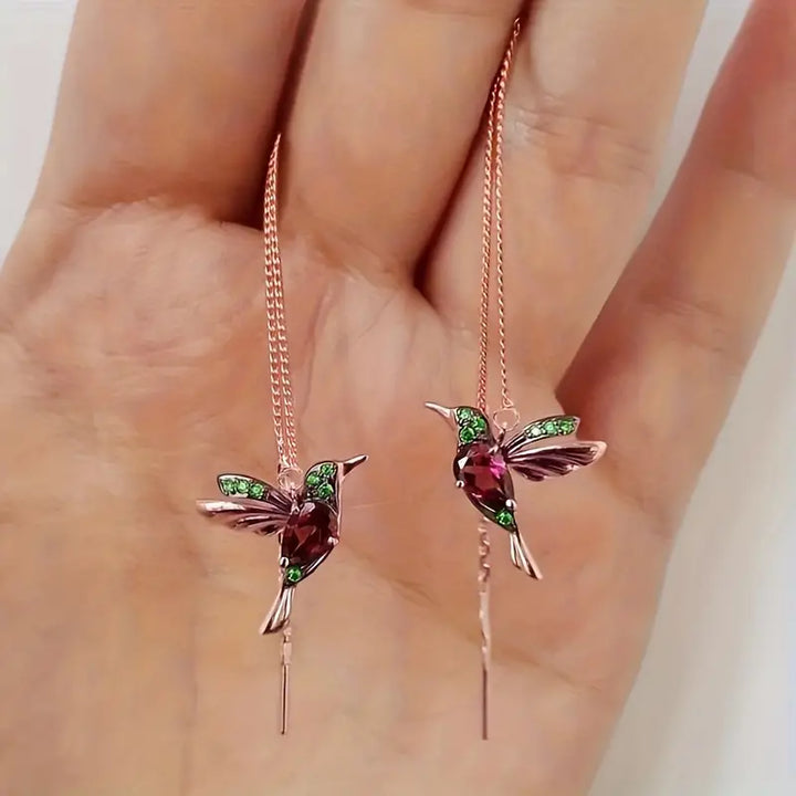 Sparkling Hummingbird Crystal Earrings - FOFOPO