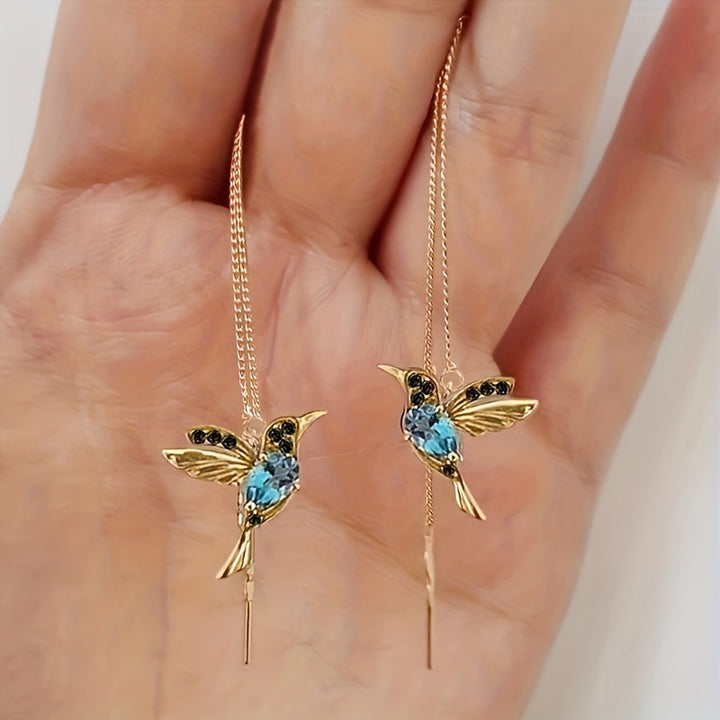 Sparkling Hummingbird Crystal Earrings - FOFOPO