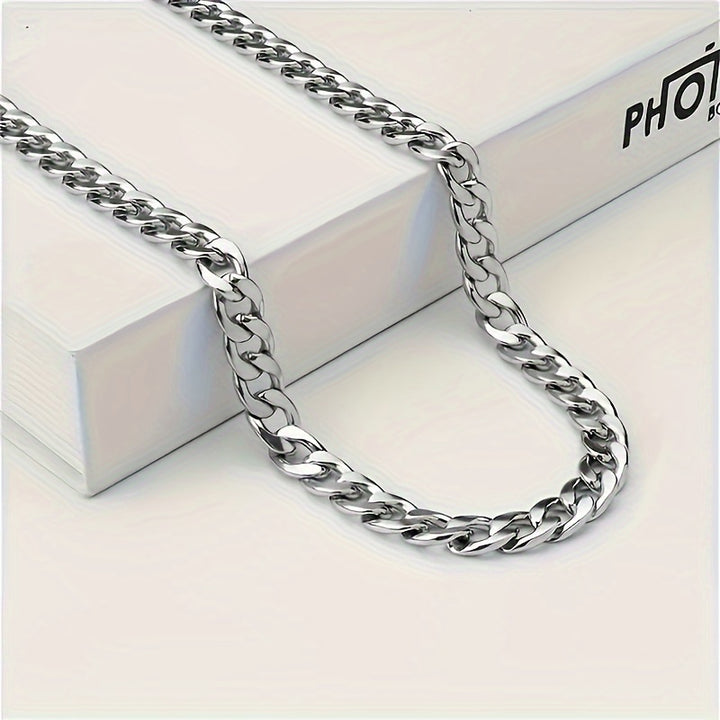 Stainless Steel Cuban Necklace - Durable and Hypoallergenic Pendant with Timeless Design - FOFOPO