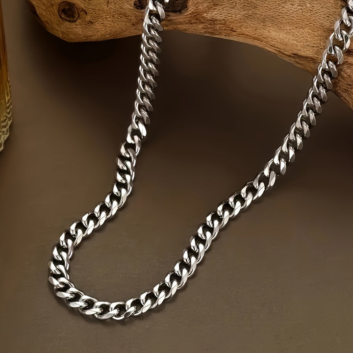 Stainless Steel Cuban Necklace - Durable and Hypoallergenic Pendant with Timeless Design - FOFOPO