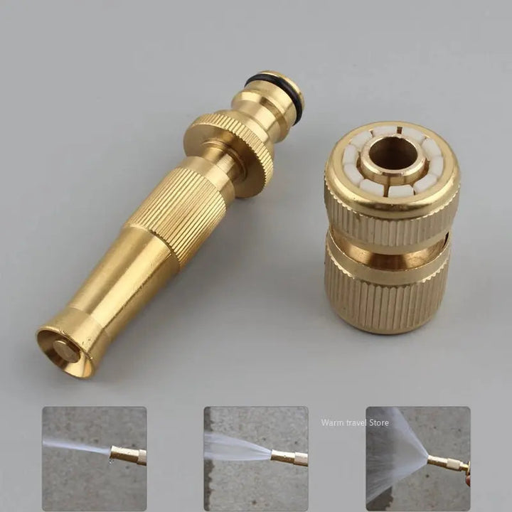 Spray Nozzle Water Gun Brass High Pressure Direct Spray Quick Connector Home Hose Adjustable Pressure Garden Sprinkler - FOFOPO