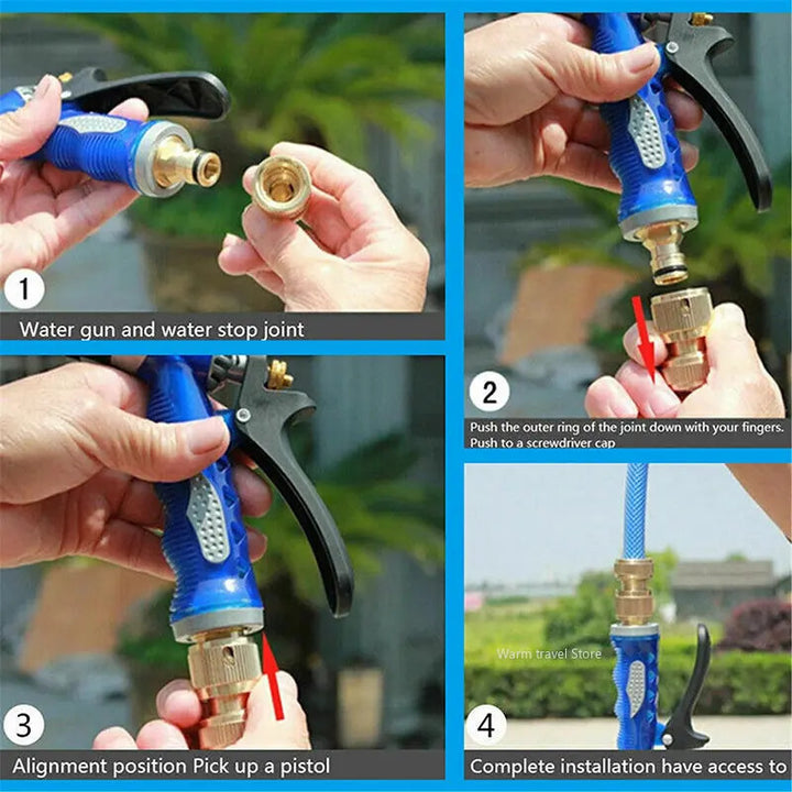 Spray Nozzle Water Gun Brass High Pressure Direct Spray Quick Connector Home Hose Adjustable Pressure Garden Sprinkler - FOFOPO