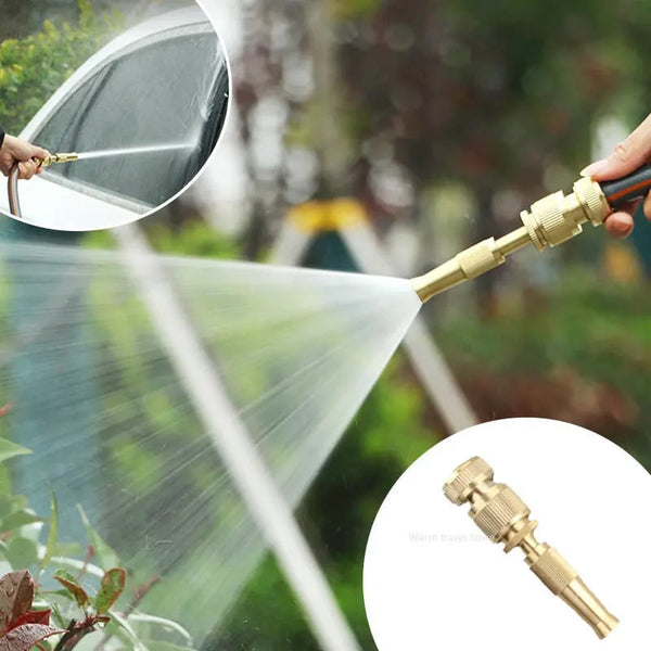 Spray Nozzle Water Gun Brass High Pressure Direct Spray Quick Connector Home Hose Adjustable Pressure Garden Sprinkler - FOFOPO