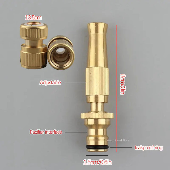 Spray Nozzle Water Gun Brass High Pressure Direct Spray Quick Connector Home Hose Adjustable Pressure Garden Sprinkler - FOFOPO