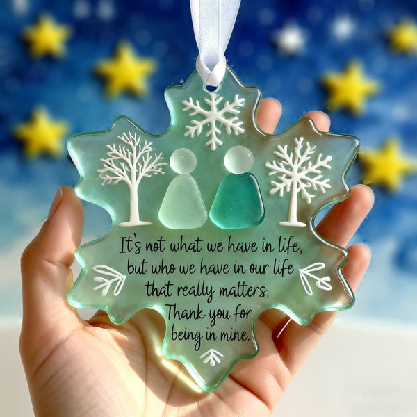 Snowflake-Shaped Sea Glass Friendship Ornament
