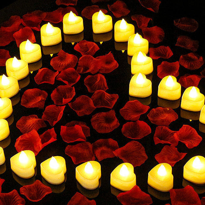 24pcs Romantic LED Heart-shaped Electronic Flameless Candle Lights - FOFOPO