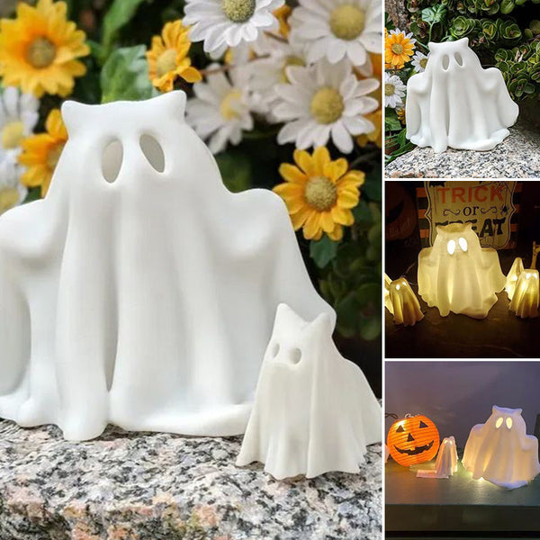 Cute Halloween Horned Ghost with - FOFOPO