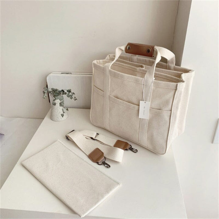 Solid Color Canvas Tote Bag - FOFOPO