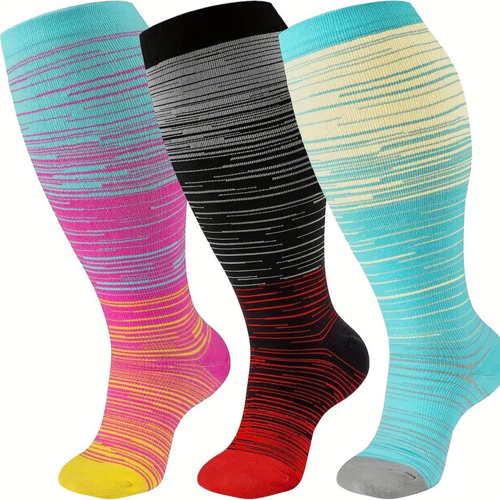 Plus Size Compression Socks Wide Calf For Women & Men 20-30 mmhg - FOFOPO