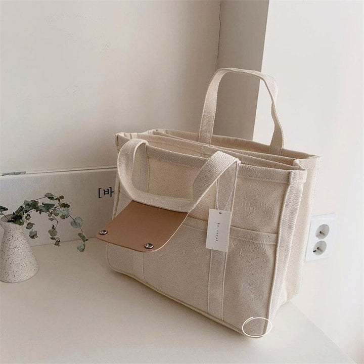 Solid Color Canvas Tote Bag - FOFOPO