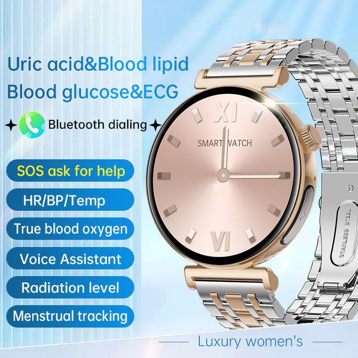 Non-Invasive Glucose Monitoring And Uric Acid Testing Smartwatch With ECG Band - FOFOPO