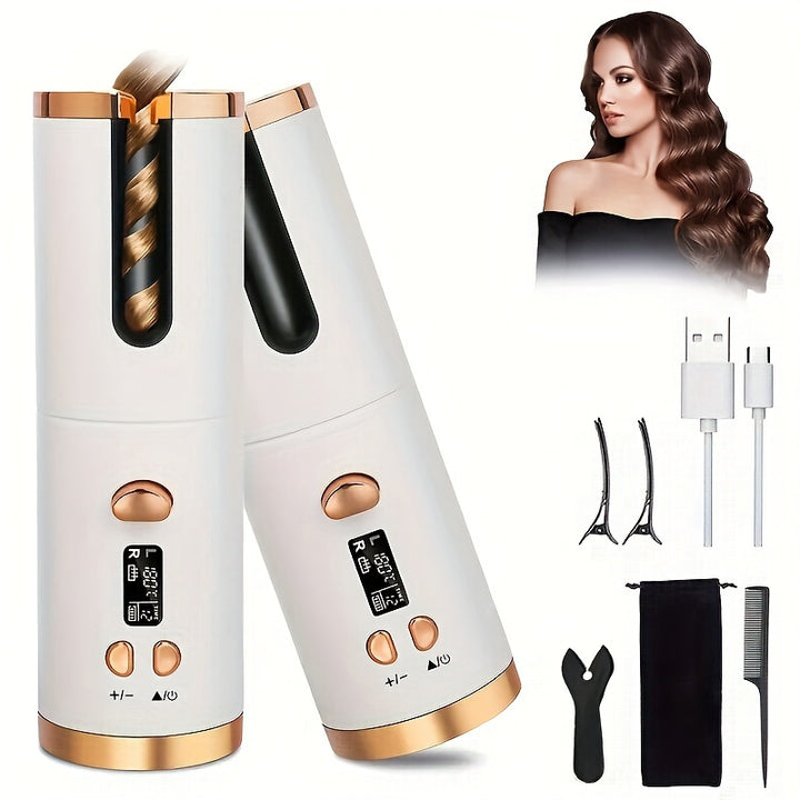 Cordless Automatic Curling Iron Quick Heating 5-Level Temperature Control - FOFOPO