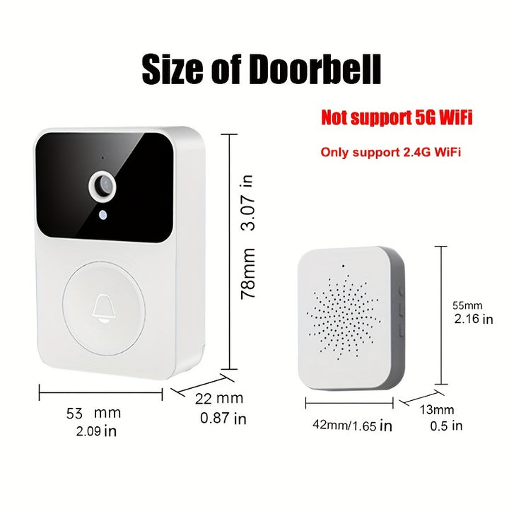 Intelligent Visual Doorbell Home Intercom HD Night Vision WiFi Rechargeable Security Door Doorbell - FOFOPO