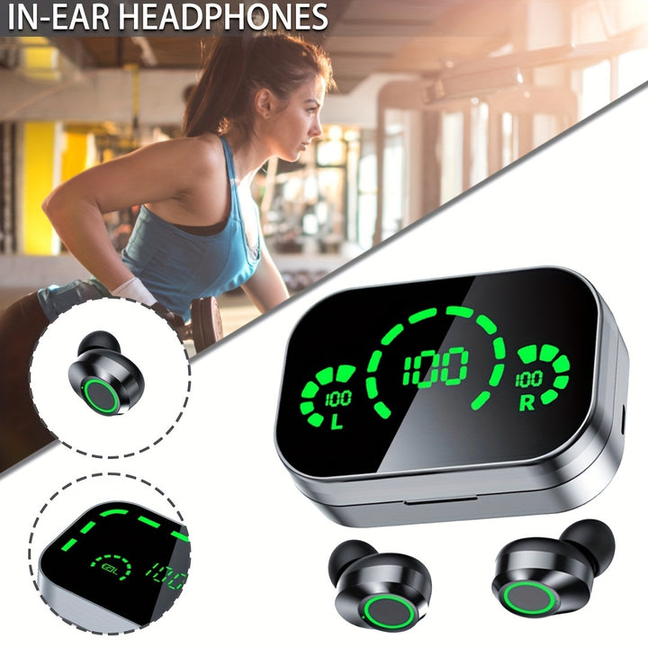 2024 Triple-Display Smart Wireless Earbuds - HD Audio, Sweatproof, Mirror Design - FOFOPO