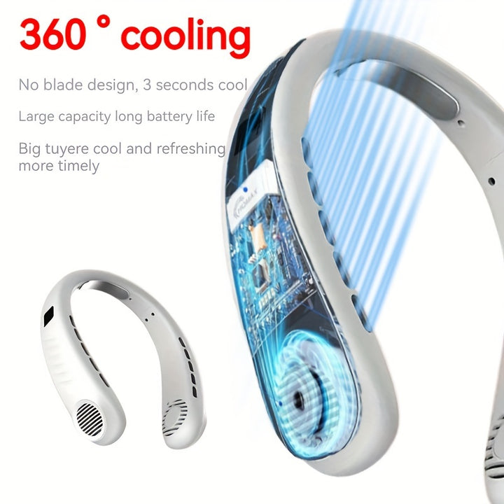 5-Speed Portable Neck Fan with Digital Display - FOFOPO