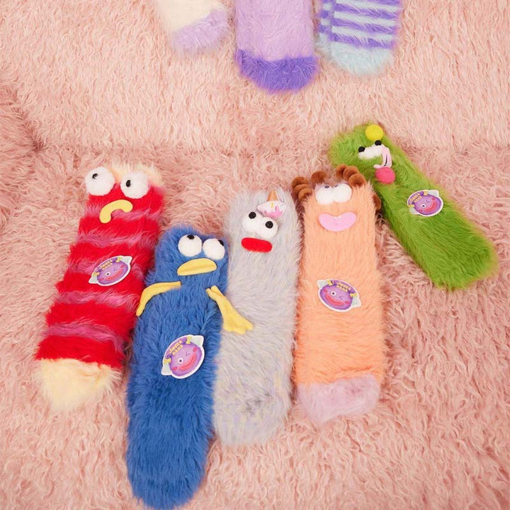 Coral Velvet Three-dimensional Quirky Socks, Cute Cartoon Wacky Novelty Socks - FOFOPO