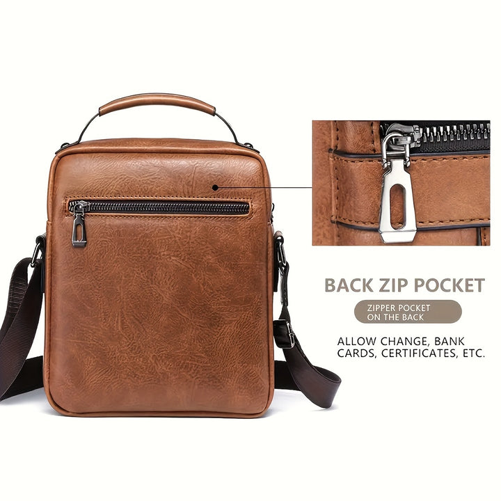 Shoulder Vintage Leather Vertical Hand Business Casual Leather Satchel Bag For Women - FOFOPO