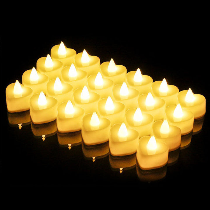 24pcs Romantic LED Heart-shaped Electronic Flameless Candle Lights - FOFOPO