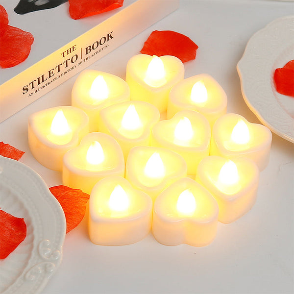 24pcs Romantic LED Heart-shaped Electronic Flameless Candle Lights - FOFOPO