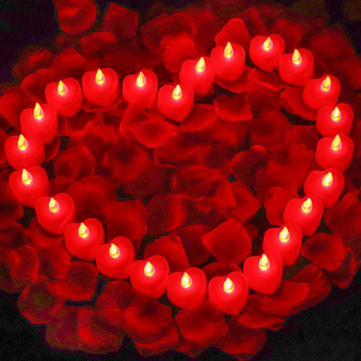 24pcs Romantic LED Heart-shaped Electronic Flameless Candle Lights - FOFOPO