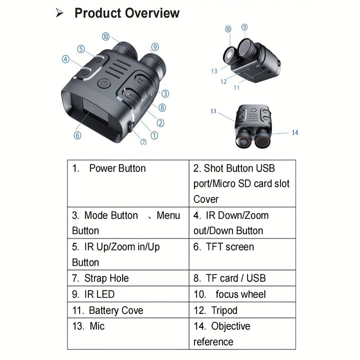 1080P Binocular Infrared Night-Visions Device 5X Binocular Day Night Use Photo Video Taking Digital Zoom - FOFOPO