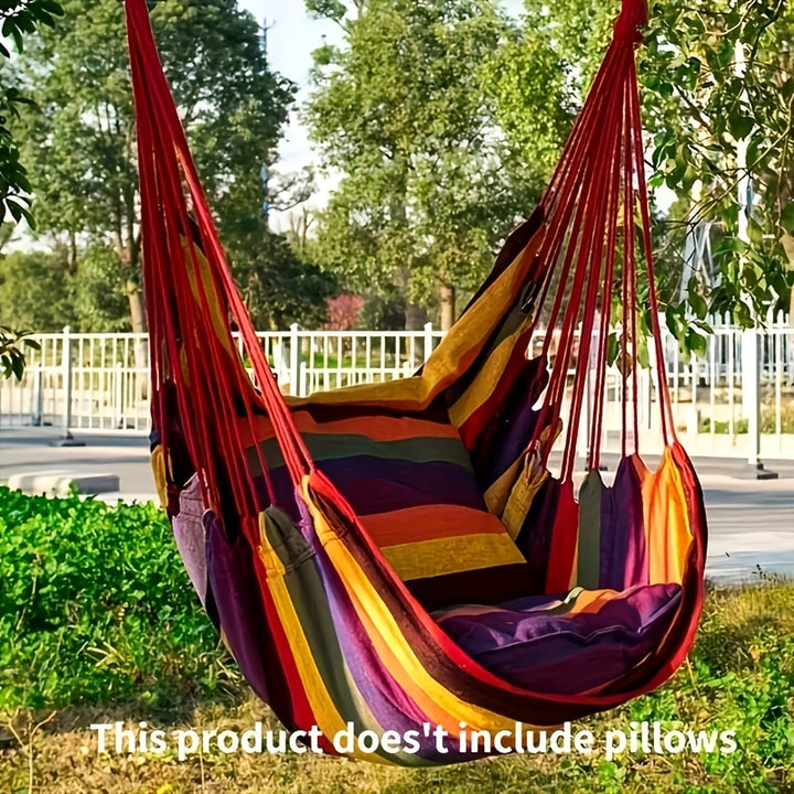 Outdoor Hammock Chair-Canvas Leisure Swing Hanging Chair With Pillow And Cushion - FOFOPO